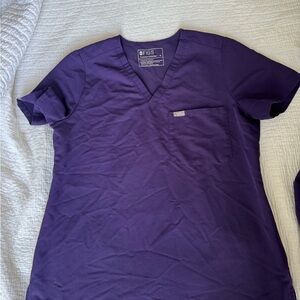 Figs Deep Purple V-Neck Scrub Top
